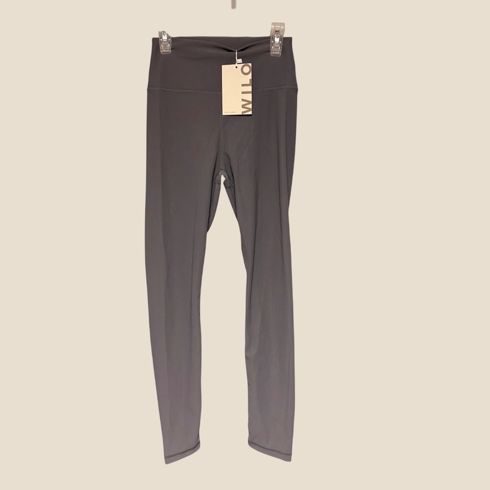 WILO The Label Ribbed High Waisted Leggings Charcoal Gray Small NWT Cozy Minimal